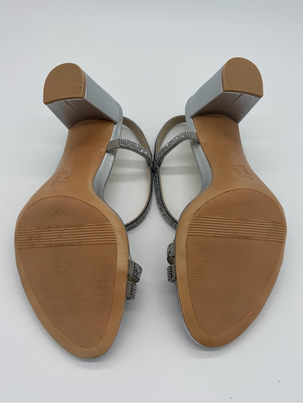 Naturalizer Silver Metallic Rhinestone Sling Heel Sandals - Picture 7 of 8